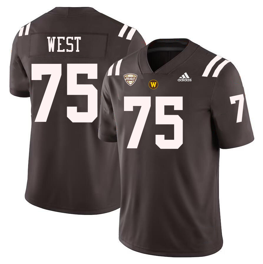 #75 Addison West Western Michigan Broncos College Football Jerseys Stitched-Brown